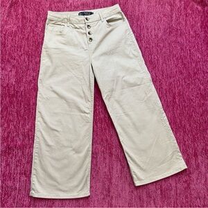 Boden Button Fly Wide Leg Pants Tan Size 8